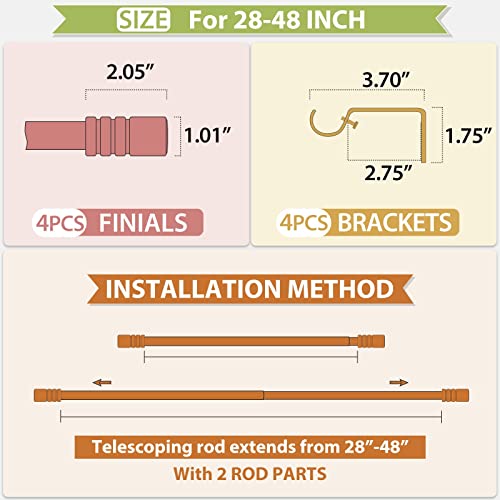 Kamanina TW-010310425-US-F2 2 Pack Curtain Rod 28 To 48 Inches, 3/4 Inch Nickel Single Curtain Rods thumb #7