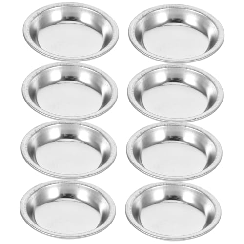 POPETPOP Sturdy Stainless Steel Palette Set 8pcs Round Mixing Trays for Oil Watercolor Paints Portable Art Tools