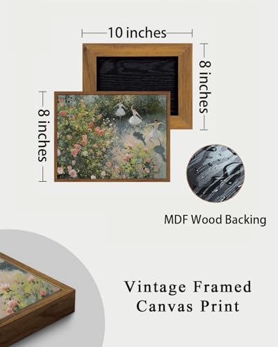 Image of KISSFOX Framed Wall Art Vintage Wall Decor Ballerinas Dancing Canvas Art Rose Pictures Summer Floral Paintings Cottage Artwork Aesthetic Prints For Dorm Bedroom Apartment Classroom