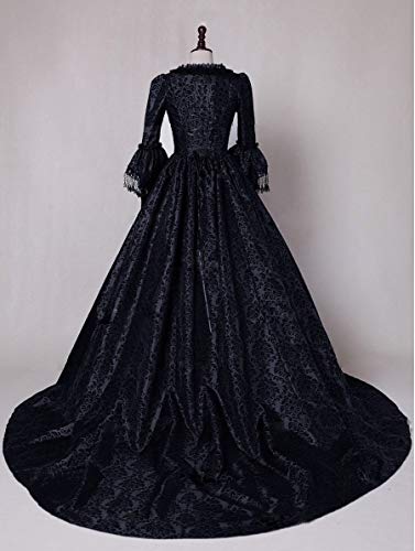 Countrywomen Renaissance Gothic Dark Queen Dress Ball Gown Steampunk Vampire Halloween Costume (M, Black1) #TOP3