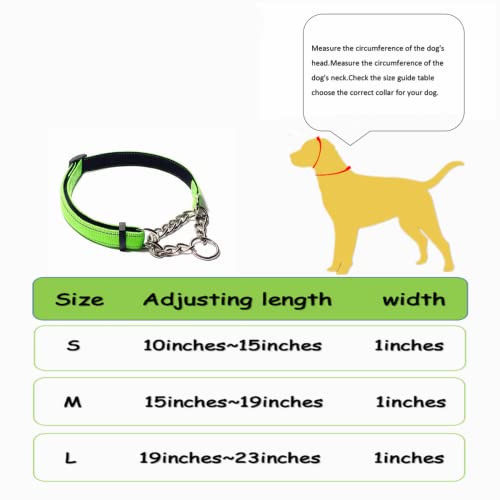 Puroayet Martingale Collar For Dogs Reflective Nylon Dog Training Collars Soft Padded No Pull Adjustable Collars Stainless Steel Chain Collar For Large/Medium/Small Dog (Green,S) #TOP2
