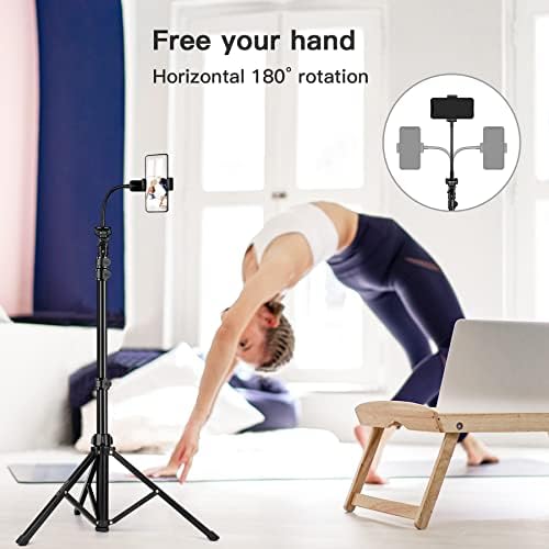 JOILCAN Phone Tripod Stand for Smartphone, Gooseneck Aluminum Mobile Phone Tripod for iPhone, Selfie Stick Tripod with Remote Control & Phone Holder for iPhone 14/13/12/11, Action Camera