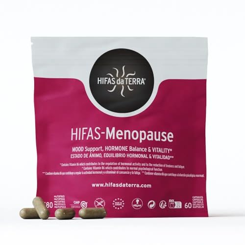 HIFAS DA TERRA - HIFAS-Menopause con Extractos Puros de Reishi, Melena de León y Cordyceps - Extracto de Hongos - Refill 60 Cápsulas