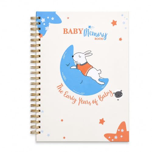 Image of Baby Memory Book & Milestone Journal 0-4 Years | Keepsake Record Book with Photo Space & Guided Prompts | Perfect Baby Shower & New Parents Gift | A5 Hardcover, 90 Pages (Snow White - bunny)