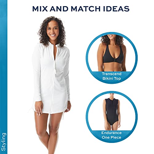 Long Sleeve Front Zip Beach Cover Up — UPF 50+ Sun Protection — Interval Side Tie4