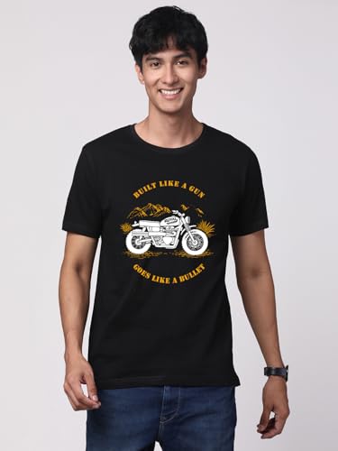 Image of ADRO Men's Royal Bike Design Printed 100% Cotton T-Shirt - Regular Fit, Printed T-Shirts for Men