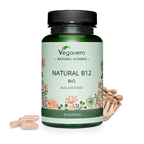 VITAMINA B12 Vegavero® | 100% NATURALE da Shiitake BIO | Metilcobalamina e Cianocobalamina | Vegan
