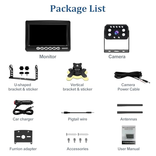 Vekooto Rv Backup Camera Wireless Bsd System: Pre-Wired For Furrion System Recording Wide View Rear View Camera Clear Night Vision Hd 1080P 7'' Touch Key Monitor For Trailer Camper Truck Vekooto Wf8 thumb #7
