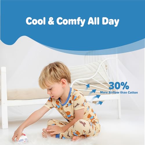 Image of Kids 2-Piece So Soft Playtime Set-Lightweight Viscose from Bamboo Short Sleeve Top&Leggings for Toddler Boy & Girls
