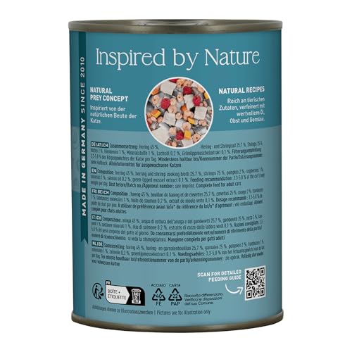 catz finefood Classic Hering & Shrimps Katzenfutter nass, 6 x 400g Dose