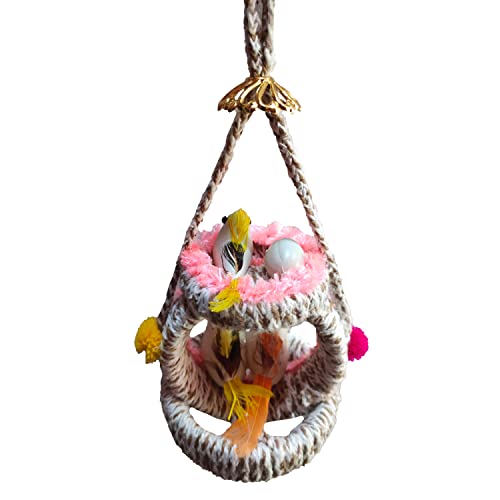 "Add a Natural Charm to Your Home with Handcrafted Blue Jute Balcony Hanging Birds Nest - Perfect for Decorating Hallways, Patios, Gardens, Trees, and More!"