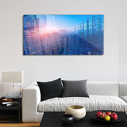 Image sur verre 120x60cm City abstraction pour salon - 3
