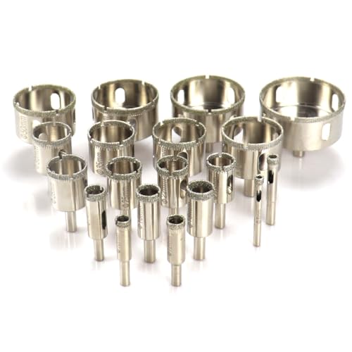 Juego de 19 brocas diamantadas para perforar cerámica, porcelana, vidrio y mármol, tamaños de 6 mm a 68 mm