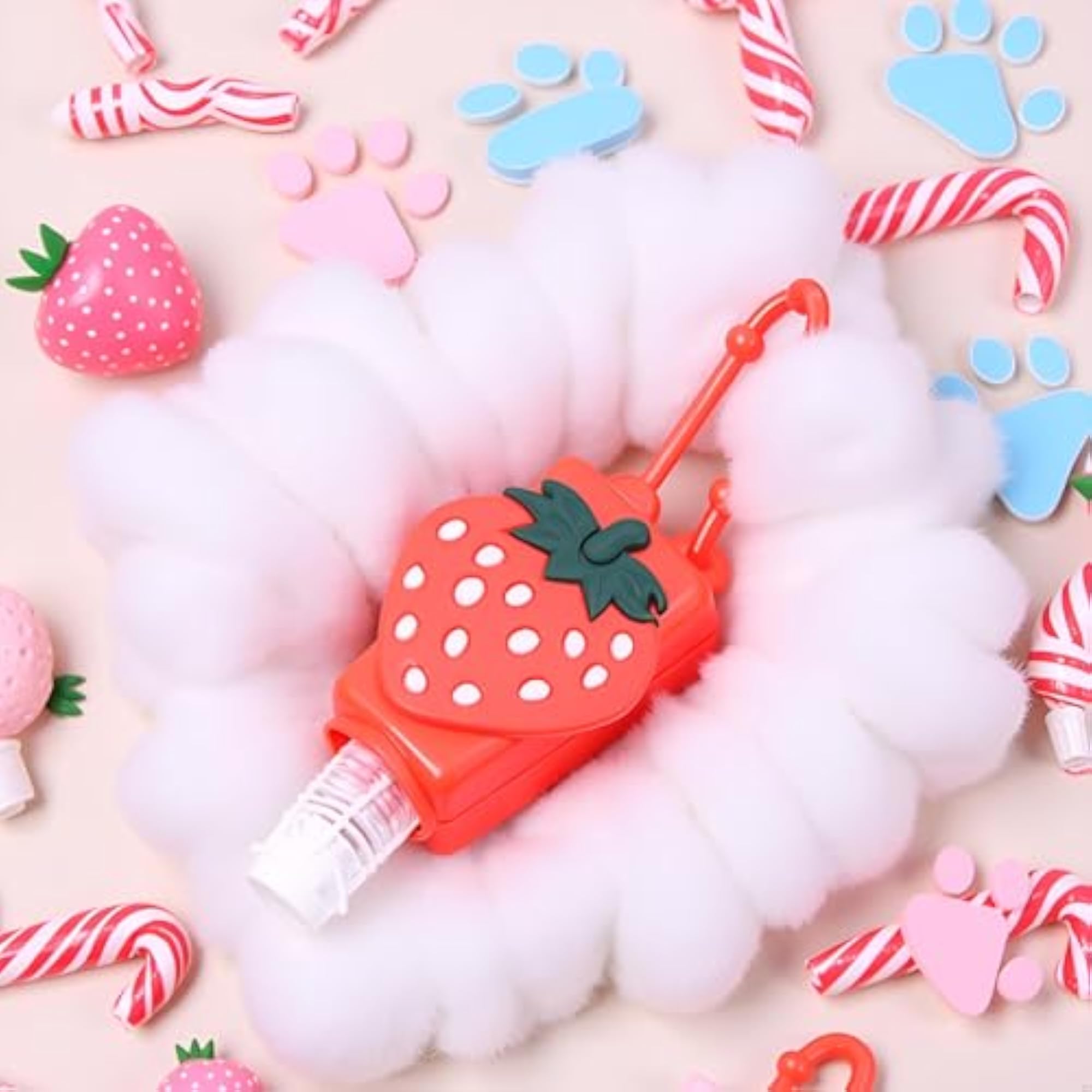 Red Strawberry Empty Travel Hand Sanitizer Bottle
