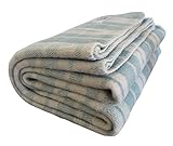 Woolly Mammoth Woolen Company Farmhouse Collection French Country Wool Blanket (Teal/Cream Plaid)