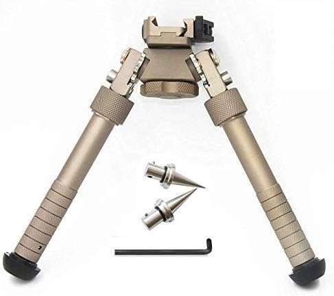 N / C V8 Airsoft Bipod Can Be Tilted 360 Degrees, Foldable Adjustable Tripod 6.5-9 inches Hunting Tripod Adjustable + Spikes