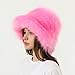 Fuzzy Bucket Hat Y2k Fashion Warm Winter Hat Fluffy Furry Plush Faux Fur Hats Fishing Hat Bucket Hats for Women 2025 Pink