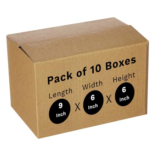 Image of BonKaso 3 Ply Corrugated Boxes for Packaging | 9 inchx6 inchx6 inch (Pack of 10) | Brown Cardboard Packing Box for Shipping, Moving & Storage | Cartons for Courier & Goods Transportation