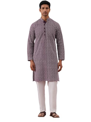 Image of Jompers Floral Embroidered Kurta With Churidar (Purple, L)