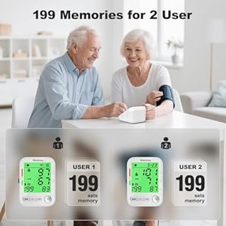 Blood Pressure Monitor for Home Use, Rechargeable Automatic Digital BP Machine with 2 Cuffs (9-17'' & 13-21''), Adjustable Upper-Arm Blood Pressure Cuff, Large LCD Backlit Display, 2x199 Sets Memory