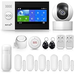 Mejor Sistema De Seguridad Para Casa PGST Sistema de Alarma doméstica inalámbrica, Kit de Alarma WiFi/gsm 4G cámara de vigilancia 1080p, antirrobo casa inalámbrica Pantalla táctil de 4,3 cm WiFi Compatible con Alexa Google Home