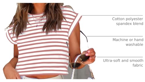 Image of Tankaneo Womens Short Sleeve Cropped T-Shirts Summer Rolled Dolman Sleeve Crop Tops Casual Round Neck Solid Short Basic Tees