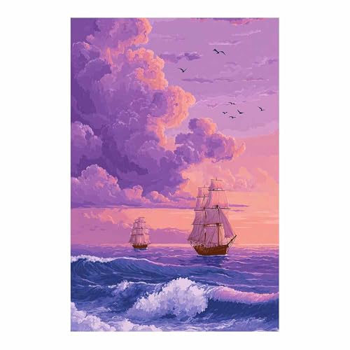 Peinture murale art abstrait paysage marin violet de qualité supérieure