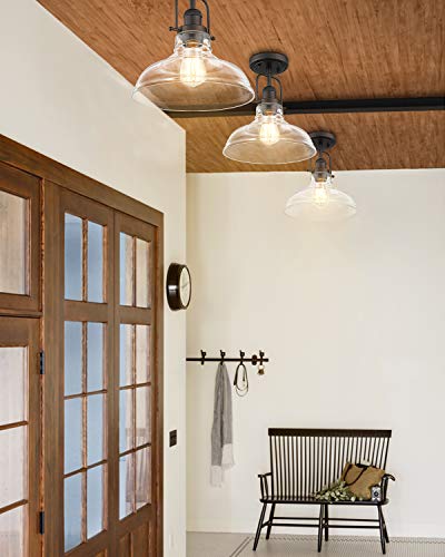 FEMILA Semi Flush Mount Ceiling Light, Farmhouse Close to Ceilight Lighting Fixture, Oil Rubbed Bronze Finish, Clear Glass Pendant Lamp Shade, 4FY09-F ORB