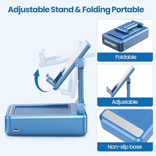 undefined JTEMAN Phone Stand with Wireless Bluetooth Speaker, HD Surround Sound Bluetooth Speaker for Desk Perfect for Home Kitchen Gadgets Gifts,Compatible with iPhone/ipad/Samsung Galaxy(Blue) の商品画像 6
