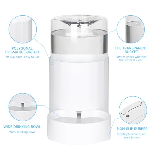 RIZZARI Automatic Pet Waterer, 3L Gravity Water Dispenser, 100% BPA-Free, Large Capacity Water Feeder for Cats and Small and Medium-Sized Dogs (3L,with Filter)