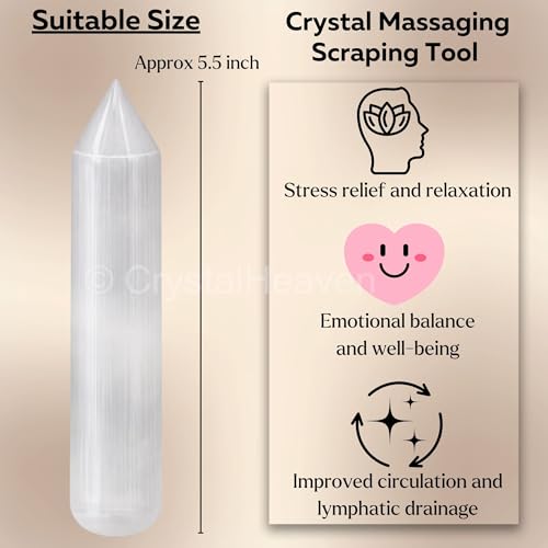 Image of Selenite Crystal Wand - Pointed Crystal Wand for Energy Healing, Chakra Balancing, Meditation and Home Decor - Crystals and Healing Stones for Gift