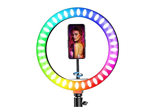 Webilla RGB and Normal Light Selfie Ring 10 Inch Ring Without Tripod & Remote Control 360° Rotatable Photography Dimmable Studio Lighting, for Live Streaming Ring Flash