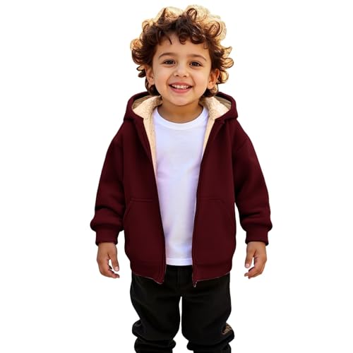 Kids Boy's Girl's Sherpa Fleece Lined Jacket Spring Fall Winter Zip up Sweatshirt Hoodie Soft Cozy Outerwear Coat Sweater Top4