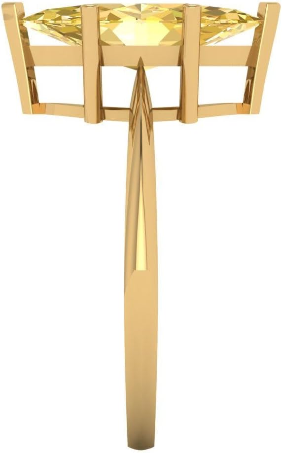 Clara Pucci 14K Solid Yellow Gold 2.5 ctw Citrine Solitaire Ring for Women | Anniversary, Birthday Gift | 13x6.5mm Marquise Cut - Image 3