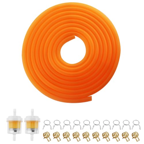 Image of PRO BAT 16.4 Ft 0.2'' I.D. Gas Fuel Line Tube+20pcs 0.35 inch I.D. Hose Clamps | 2pcs Fuel Filters for ATV Dirt Bike Go Kart Moped Pocket Bike hinese Scooter Stratton Small Engines Orange