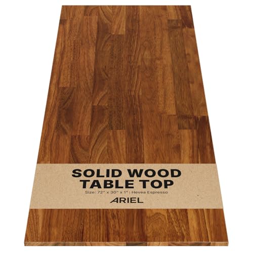 ARIEL 72 x 30 x 1 Hevea Spice Finished Solid Wood Table Top, Premium Desktop for Standing/Adjustable Desk/Office Tabletop/Gaming Desk/Kitchen Countertop