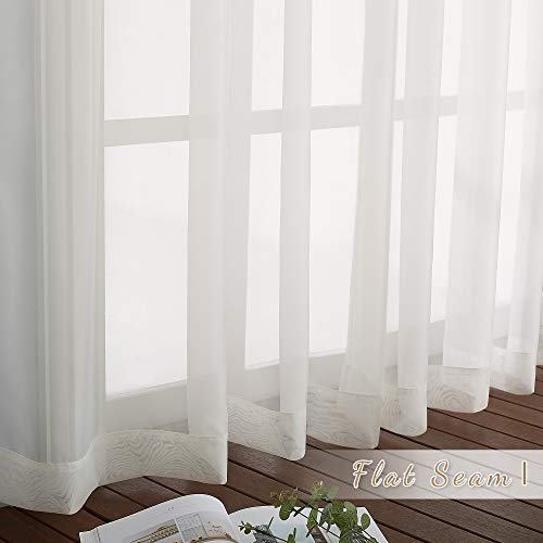 Image of NICETOWN Sheer Window Curtain Drapes for Kitchen, Grommet Voile Sheer Solid Curtain Panels Lightweight & Airy Window Treatment for Flat, Beige, W54 x L54, Sold by 1 Pair