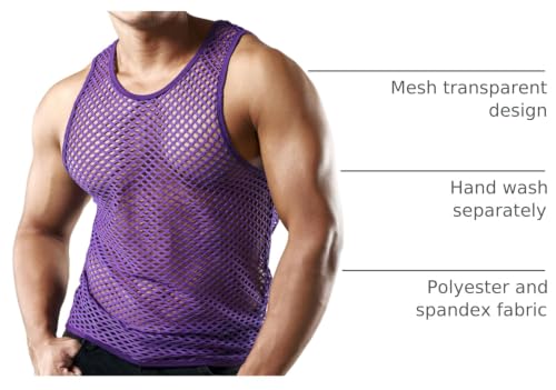 Image of JOGAL Men's Mesh Fishnet Fitted Sleeveless Muscle Top