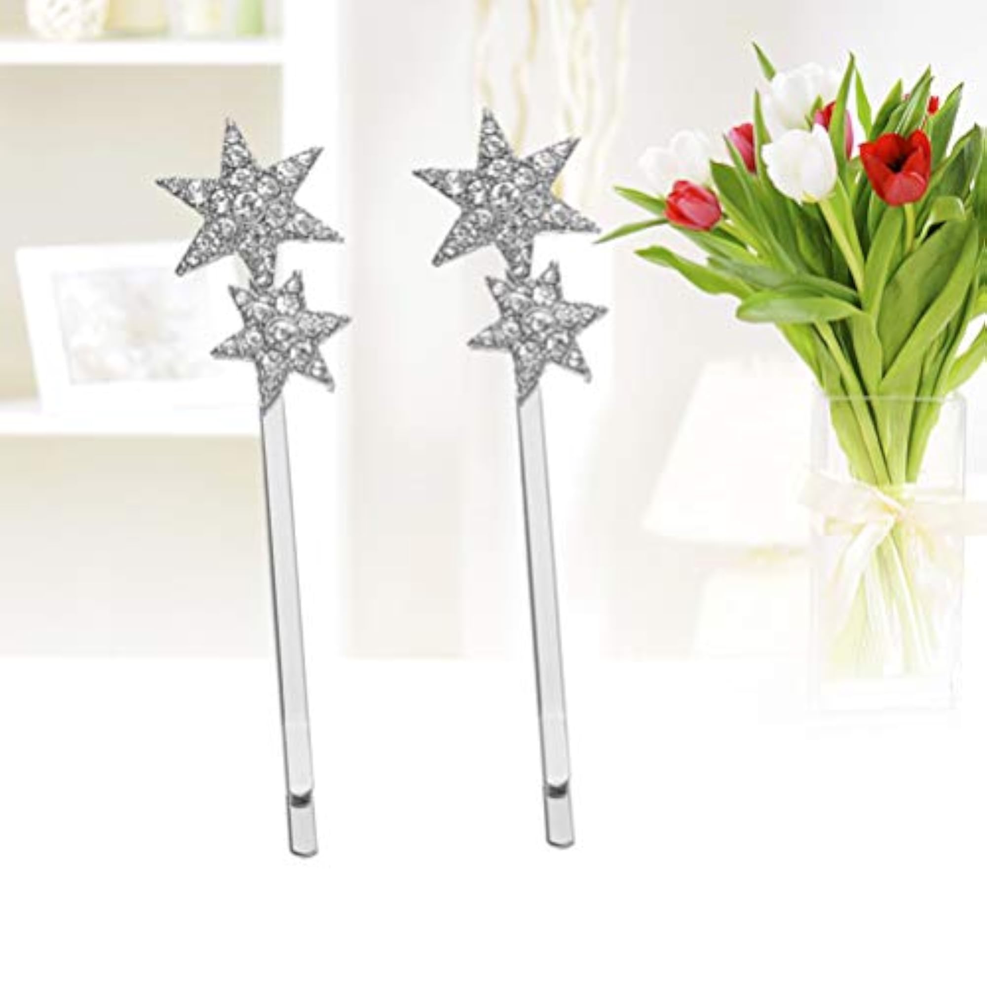 Stars Hair Clips Vintage Rhinestone Bobby Pins, 2Pcs Set