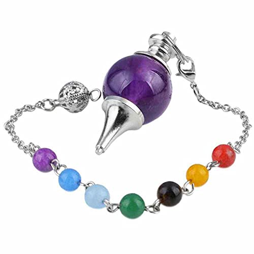7チャクラビーズヒーリングレイキ田舎創業宝石石クリスタルストーンポイント振り子-アメジストボール
