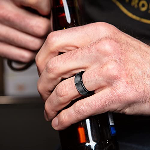 Black Fidget Rings for Men Titanium Size9 Triquetra Trinity Celtic Knot Interlocking Pattern Spinner Ring Rotation Anxiety Band Ring Irish Eternity Jewelry