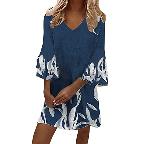 Robe mignonne pour femmes fleurie avec manches cloche et col à volants