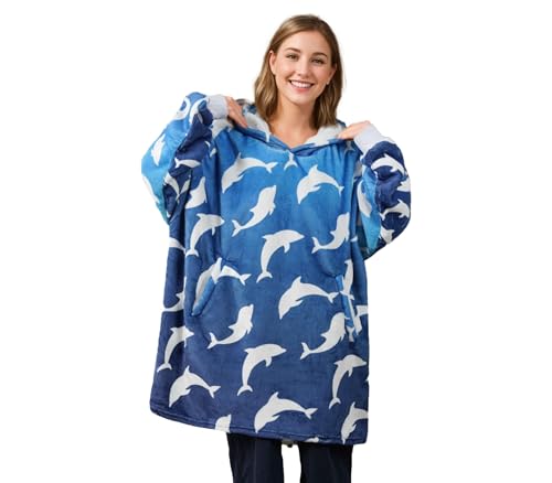 Huglanket Dolphin Gifts for Women and Men, Dolphin Blanket Hoodie for Lovers on...