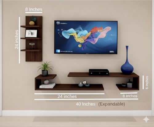 Image of Bros Moon Engineered Wood TV Stand with Storage Shelf and Foot Pad Entertainment Console for Set Top Box, Books & Decor, Wenge White Finish (101 x 40.5 x 41 cm)