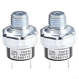 Interrupteur de commande de 70 à 100 psi : comprend 2 pressostat de compresseur d'air avec filetage mâle NPT pour les applications de suspension pneumatique et pneumatique compatible avec les systèmes 12 V/24 V DC. Idéal pour un usage ferroviaire ou industriel