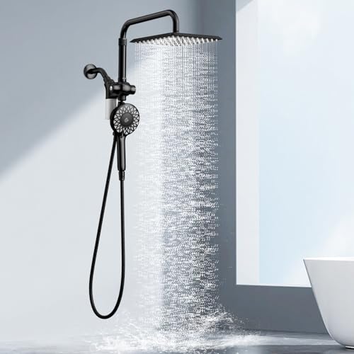 KAIYING-Dual-Shower-Heads-with-Handheld-Spray-Combo-Magnetic-Filtered-Showerhead-Bathroom-High-Pressure-Rainfall-Shower-Head-and-Handle-Set-with-Filter-for-Hard-Water-79-Long-Hose-Matte-Black