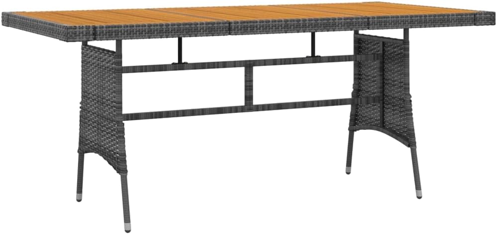 vidaXL 9 Piece Outdoor Dining Set - Gray Poly Rattan and Solid Acacia Wood - Ergonomic Garden Chairs - Waterproof - Rectangular Table - Easy Assembly - Ideal for Patio, Garden, Outdoor Lounging