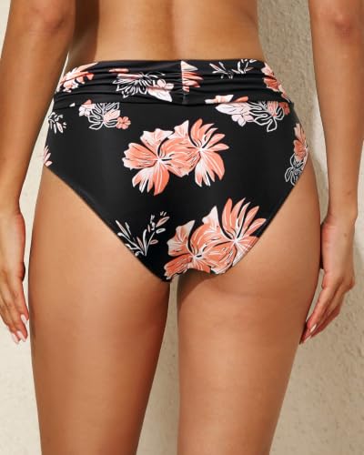 Image of Tempt Me Women Mid Rise Bikini Bottoms Full Coverage Swimsuit Ruched Scrunch Swim Bottom