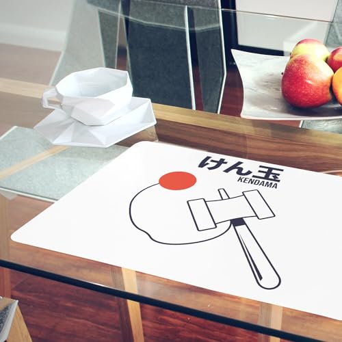 Napperons blancs au motif de kendama pour table en liège
