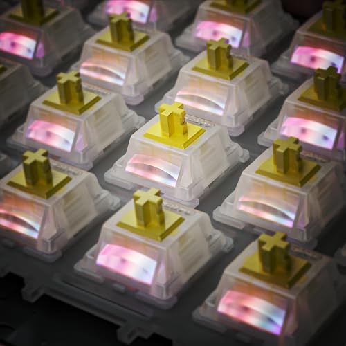 Image of Gateron Milky Yellow Pro V3 Keyboard Switches,Pre-lubed 5-Pin Linear Switches with Light Guide Pole for MX Mechanical Gaming Keyboard(Milky Yellow Pro V3,45Pcs)